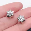 Silver snowflake large hole bead alloy DIY bracelet charm jewelry accessory wholesale - Antique Silver Six-Pointed Snowflake Large Hole Bead (8797)