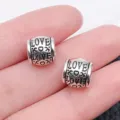 Silver alloy large hole charm bead DIY bracelet jewelry accessories for women - Antique Silver LOVE Large Hole Bead (8798)