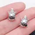 Silver turtle charm bead for DIY bracelet, alloy animal large hole spacer bead accessory. - Antique Silver Ocean Turtle Large Hole Bead (8802)