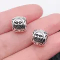 Silver sun face metal charm bead for DIY bracelet necklace jewelry making accessories. - Antique Silver Sun Face Large Hole Bead (8807)