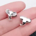 Silver Elephant Metal Charm Bead Alloy DIY Bracelet Jewelry Accessory Option Item - Antique Silver Elephant Head Large Hole Bead (8810)