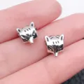 Silver fox head charm bead DIY bracelet jewelry metal alloy component accessory 1pc - Antique Silver Fox Head Large Hole Bead (8811)
