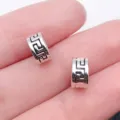 Alloy large hole bead charm spacer silver geometric Greek key design for DIY bracelet jewelry - Antique Silver Cloud Pattern Large Hole Bead (8812)
