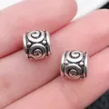 Silver-colored metal large-hole spacer beads for DIY charm bracelets jewelry making accessories - Antique Silver Threaded Large Hole Bead (8815)
