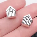 Silver house charm bead large hole metal DIY bracelet jewelry accessory for custom crafting. - Antique Silver House Large Hole Bead (8816)