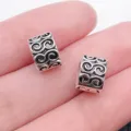 Silver tone scroll pattern charm bead alloy DIY bracelet accessory for jewelry making. - Antique Silver Infinity Symbol Large Hole Bead (8819)