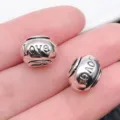 Silver metal alloy large hole bead charm with engraved love text for diy bracelet making 1pc - Antique Silver LOVE Letter Large Hole Bead (8822)