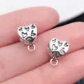 Silver heart charms with hanging loop DIY bracelet accessories for handmade jewelry making. - Antique Silver Heart Pendant Bail Large Hole Bead (8886)