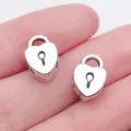 Heart lock large hole bead charm for DIY bracelet jewelry making and accessories replacement. - Antique Silver Heart Lock Large Hole Bead (8887)