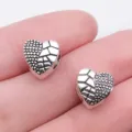 Silver heart charm bead alloy DIY bracelet jewelry accessory for custom European bracelets - Antique Silver Heart Large Hole Bead (8893)