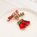 Christmas bell brooch alloy enamel Jingle Bells pin festive holiday jewelry gift accessory - Christmas Double Bells Style (XZ357-18)
