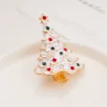 Exquisite Christmas tree brooch detailed with sparkling red and green rhinestones and gold trim. - White Christmas Tree Style (XZ357-16 White)