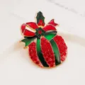 Christmas rhinestone gift brooch red green enamel elegant holiday metal pin fashion jewelry - Red and Green Christmas Gift Box Style (XZ357-19)