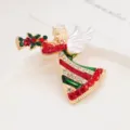 Christmas angel brooch with rhinestones and enamel, exquisite holiday decorative pin for women. - Christmas Angel Style (XZ357-20)