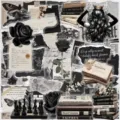 50pz Adesivi Neri Vintage Gotici Estetici Impermeabili DIY Scrapbook Decals Pack - Nero Vintage