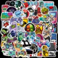 Vista dettagliata di 50 adesivi graffiti impermeabili per controller di gioco skateboard. - 50 Pezzi/Confezione