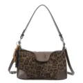 Luipaardprint Schoudertas PU Leder Retro Okseltas Handtas met Kralenbedel Bruin Mode - Zonder hanger / Groene Luipaard