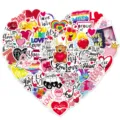 50pz adesivi San Valentino impermeabile amore vinile decalcomanie per laptop diario regalo - 50 Pezzi/Confezione