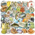 50 Pezzi Adesivi Impermeabili PET Trasparente per Attrezzatura da Pesca Cartoon - 50 Pezzi/Confezione