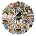 50 Pcs Adesivi Graffiti Vintage Arte Estetica Impermeabile DIY Decorativi per Casco Diario - 50 Pezzi/Confezione