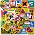 Waterproof warning sign graffiti stickers 50pcs for skateboard laptop water bottle decors - 50 Sheets/Pack