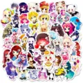 Cute cartoon anime chibi character waterproof stickers detail view for laptop and water bottle. - 50 Pieces/Pack