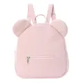 Mochila rosa de pana con orejas de oso para niñas, bolso escolar casual dulce para el día a día. - Rosa + Pana
