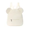 Mochila pequeña de pana con orejas de oso en blanco crema para uso diario informal o escolar - Beige + Pana