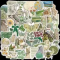 50 Pezzi Adesivi Estetici Verdi Vintage Impermeabili Diario Laptop Album Scrapbook - 50 Pezzi/Confezione