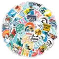 50pz adesivi impermeabili graffiti surf Hawaii per laptop, skateboard, bottiglia d'acqua. - Predefinito