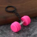 Cute pink dumbbell keychain metal pendant stylish yoga fitness accessories for bags keys gift. - Pink
