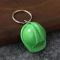 Mini casco de obra llavero verde plástico casco colgante de bolsa regalo accesorio detalle - Verde
