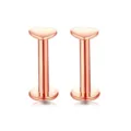 Piercing labret cuore oro rosa in acciaio inossidabile gioiello corpo vista dettaglio retro piatto. - 1 Pezzo / Forma a Cuore - Oro Rosa