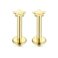 Pendiente piercing labret estrella dorada acero inoxidable detalle primer plano joya - 1 Pieza / Estrella-Oro
