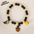 Halloween pet collar necklace with cute pumpkin ghost charms and black yellow beads for cats. - Cat Style (24cm) / Reaper Magic