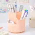Organisateur de pinceaux de maquillage et porte-stylo de bureau rotatif rose à 360 degrés - Rose