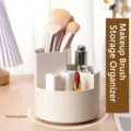 Organisateur de Pinceau Maquillage Rotatif Boite De Rangement Cosmetique Bureau Stylo - Blanc