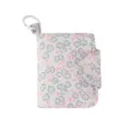 Cute floral mini coin purse with hanging hook, portable card holder and earphone storage bag. - Beige Floral