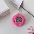 Cute pink plush coin purse with carabiner, soft furry mini earphone pouch and storage bag. - Small Size with Hook / Pink