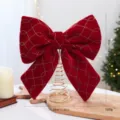 Christmas red velvet bow tree topper with gold glitter lines and spring base 30x28cm - Velvet Bow Style / Red