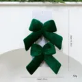 Nœud en velours vert foncé rembourré pendentif sapin de Noël, décoration de fête festive. - 2 Pièces/Pack / Vert Foncé