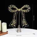 Christmas tree topper iron bow glitter rhinestone ornament for holiday home party decor 32cm - Iron Bow with Rhinestones Style / Gold