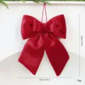 Nœud de Noël en velours rouge à suspendre pour sapin fenêtre fête déco 23 cm - L / Bordeaux
