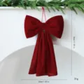 Pendentif nœud en velours rouge, grande décoration de Noël suspendue pour fête et vitrine. - M / Bordeaux