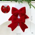 Set di 2 grandi fiocchi natalizi in velluto rosso decorazioni per albero e mollette. - confezione in sacchetto OPP / Rosso