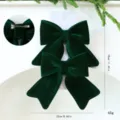 2Pz Fiocchi per Capelli in Velluto Verde Ornamenti Appendibili per Albero di Natale - confezione in sacchetto OPP / Verde Scuro