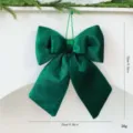 Nœud de Noël en velours vert à suspendre pour décoration d'arbre, taille 23cm, poids 34g - L / Vert Foncé