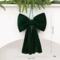 Suspension nœud de Noël en velours vert foncé décoration à suspendre pour fête maison 22x16cm - S / Vert Foncé