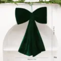 Pendentif nœud de Noël en velours vert foncé pour décoration de fête et vitrine de maison. - L / Vert Foncé
