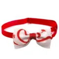 Detailed close-up of the red and white Valentine's pet bow tie showing ribbon texture. - Heart Print Bow Tie (QR001-6) / One Size